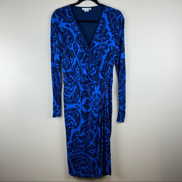 Boden Women’s Henrietta Faux Wrap Printed Dress Long Sleeve size 12L - Picture 2 of 5